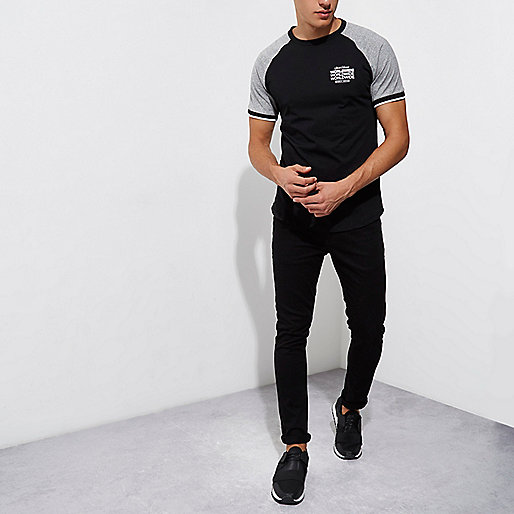 river island black trousers,jacques-vertuk Old Stock Black short sleeve 'worldwide' raglan T-shirt T-shirts T-Shirts / Tanks men