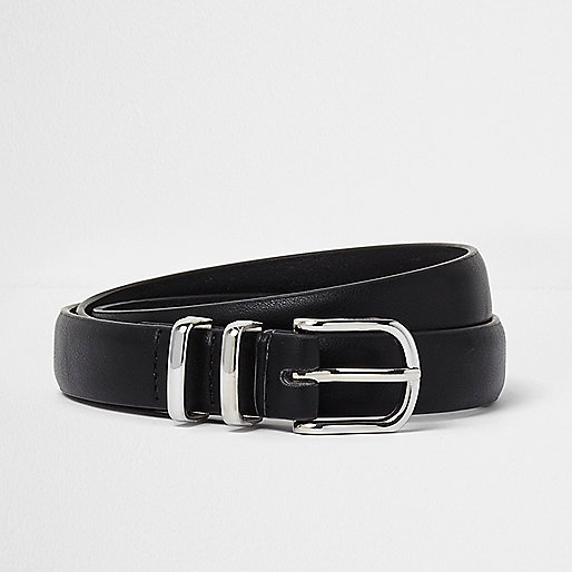 jacques-vertuk Black silver tone double hoop keeper belt 300664 men Accessories Belts