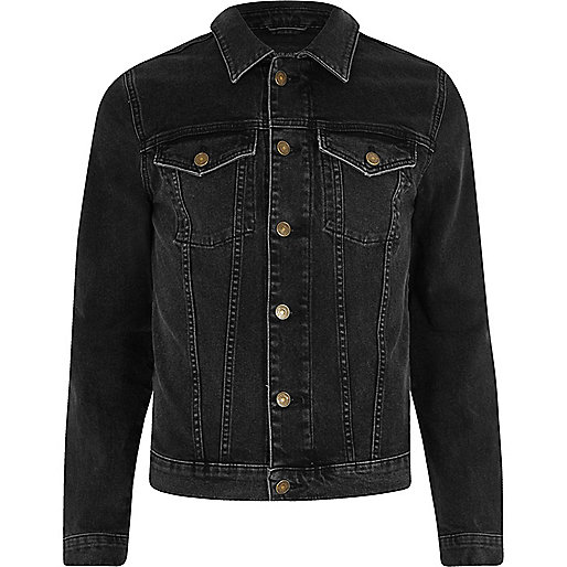 jacques-vertuk Black skinny stretch denim jacket 301164 men Coats / Jackets