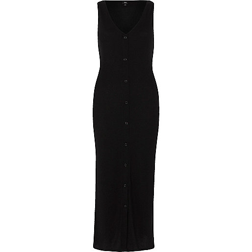 jacques-vertuk Black sleevless ribbed button-up maxi dress 708043 women Dresses Bodycon Dresses