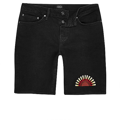 jacques-vertuk Black slim cut sun embroidered shorts 298661 men Shorts