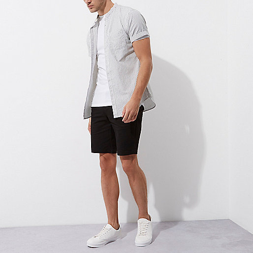 black & white ri studio borg coat,jacques-vertuk Stores Black slim fit chino shorts men 299580