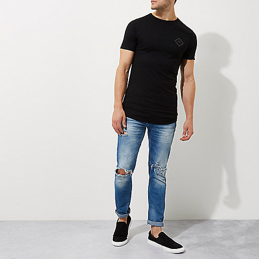 river island stockists,jacques-vertuk Shoes South Africa Black slub chest print muscle fit T-shirt T-shirts T-Shirts / Tanks men