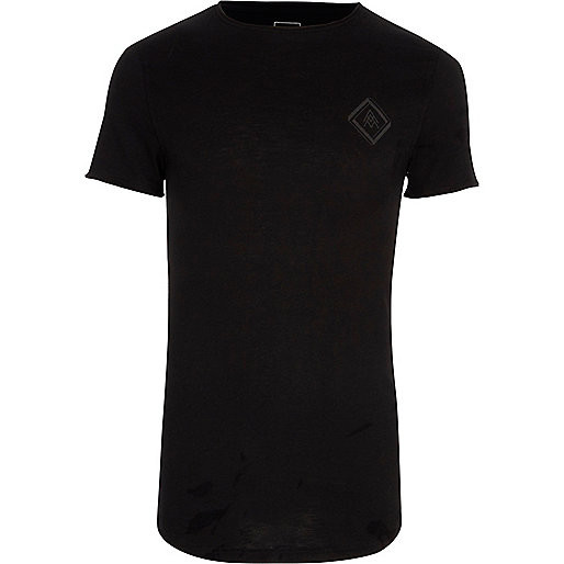 jacques-vertuk Black slub chest print muscle fit T-shirt 303563 men T-Shirts / Vests T-shirts