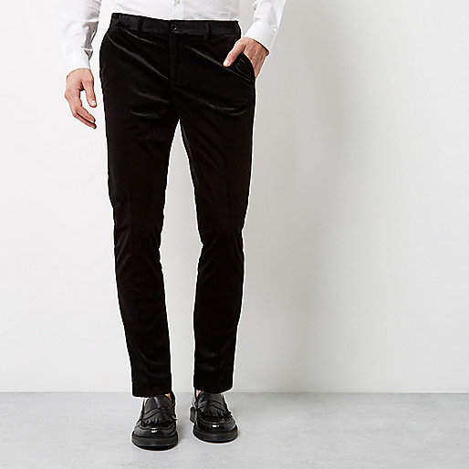 jacques-vertuk Black smart velvet skinny fit pants 296416 men Trousers