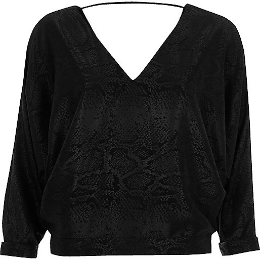 jacques-vertuk Black snake print batwing top 696569 women Tops