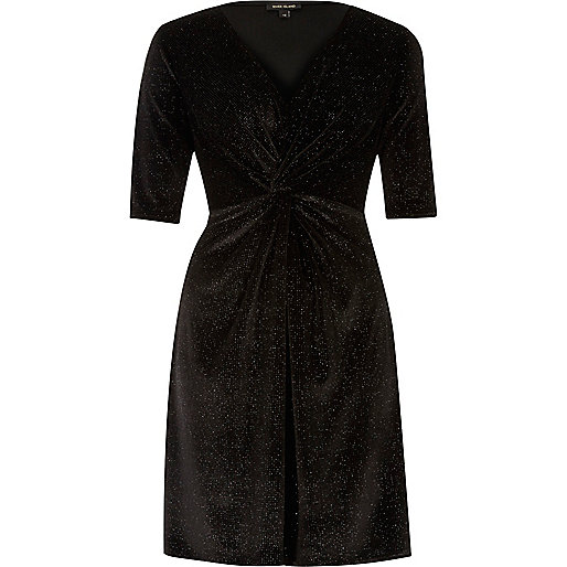 river island coats petite,jacques-vertuk Stores Black sparkly velvet knot dress women 693837