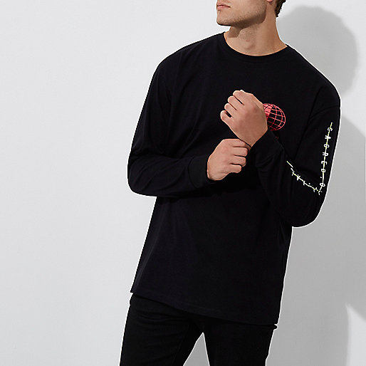 river island sparkly tops,jacques-vertuk U Black sphere print slouch sweatshirt Long Sleeve T-Shirts T-Shirts / Tanks men