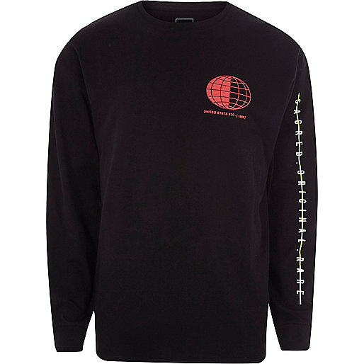 jacques-vertuk Black sphere print slouch sweatshirt 302790 men T-Shirts / Vests Long Sleeve T-Shirts