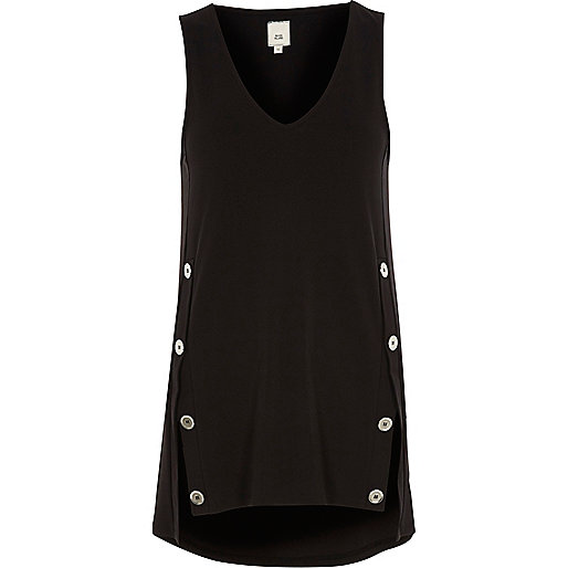 river island forge,jacques-vertuk Shop Black split button sleeveless top women 707004