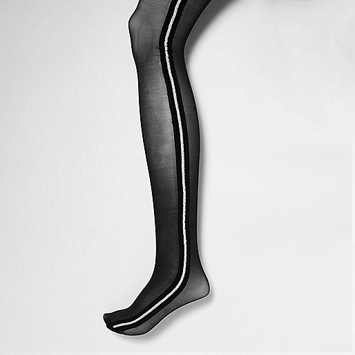 jacques-vertuk Black sporty stripe tights 695794 women Tights & Socks