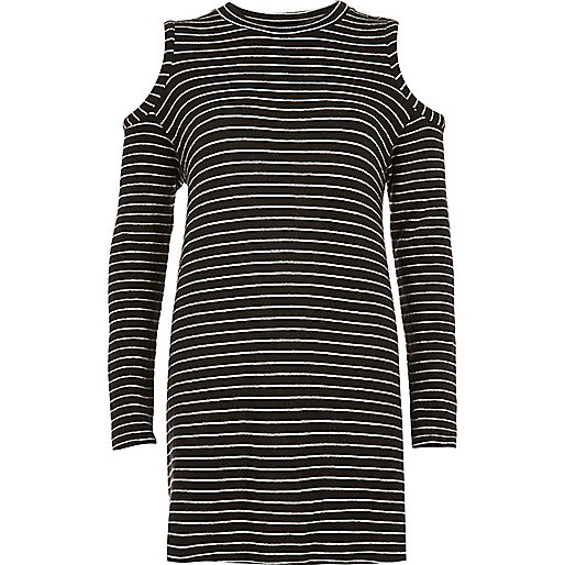 river island jeans review,jacques-vertuk London Black stripe cold shoulder top women 681191