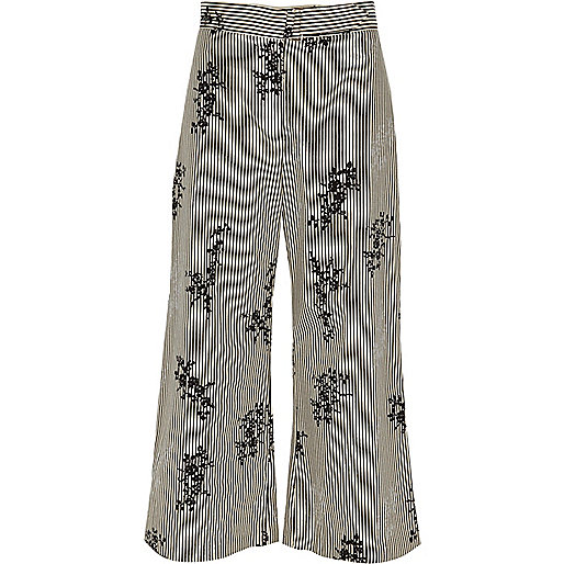 river island diamante purse,jacques-vertuk New Arrivals Black stripe floral print culottes Cropped Pants Pants women