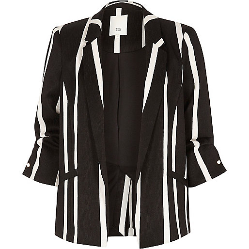 river island crossbody handbag,jacques-vertuk Official Black stripe print ruched sleeve blazer Jackets Coats / Jackets women