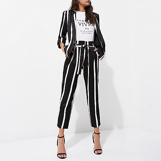 river island white dress,jacques-vertuk South Africa Black stripe print tie waist tapered pants women 708594