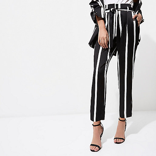 river island white dress,jacques-vertuk South Africa Black stripe print tie waist tapered pants women 708594