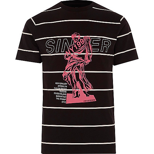 jacques-vertuk Black stripe 'sinner' print slim fit T-shirt 303576 men T-Shirts / Vests T-shirts