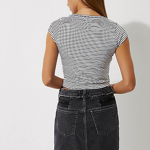 river island paperbag jeans,River And Island Black stripe twist front cropped top Crop Tops / Bralets Tops women