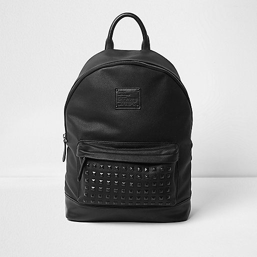 black river island hand bag,jacques-vertuk Ladies Black studded front faux leather backpack Backpacks Bags men