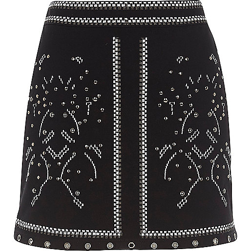 jacques-vertuk Black studded mini skirt 698965 women Skirts Mini Skirts