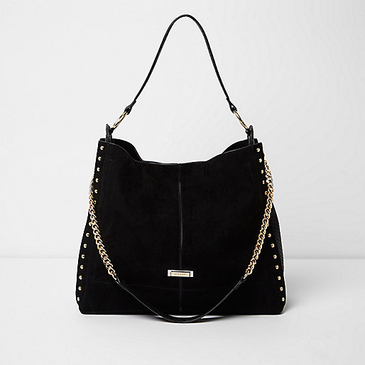 jacques-vertuk Black studded oversized slouch chain bag 703468 women Bags / Purses Shoulder Bags