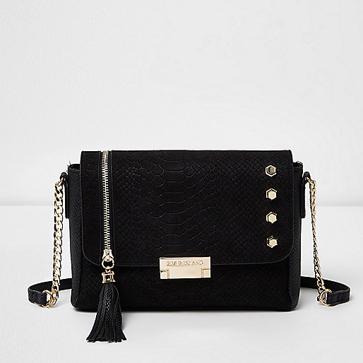 jacques-vertuk Black studded tassel cross body bag 704627 women Bags / Purses Cross Body Bags