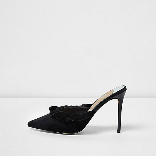 black and gold river island bag,jacques-vertuk Shoes South Africa Black suede frill court style mules Shoes Shoes / Boots women