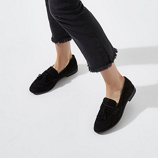 river island jeans skinny fit,jacques-vertuk Clothing Ltd Black suede tassel loafers Shoes Shoes / Boots women