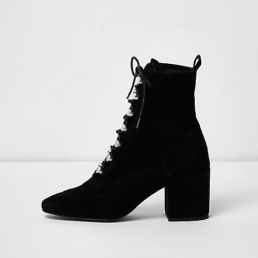 jacques-vertuk Black suede tie up boots 706436 women Shoes / Boots Boots