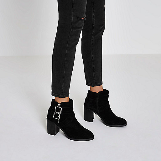 river island rhinestone bag,jacques-vertuk Shoes Ladies Black suede triple buckle block heel boots Boots Shoes / Boots women