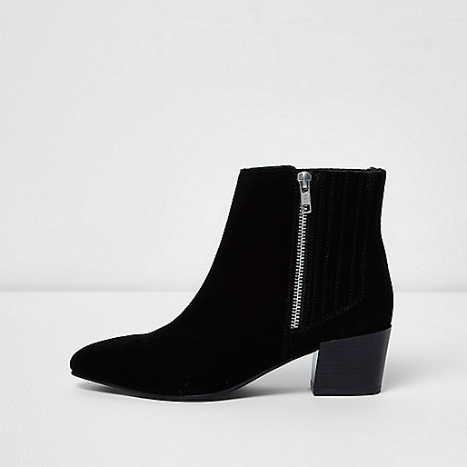 jacques-vertuk Black suede zip up ankle boots 702525 women Shoes / Boots Boots