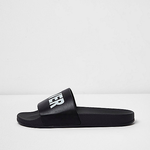 jacques-vertuk Black take cover print sliders 298356 men Holiday Shop