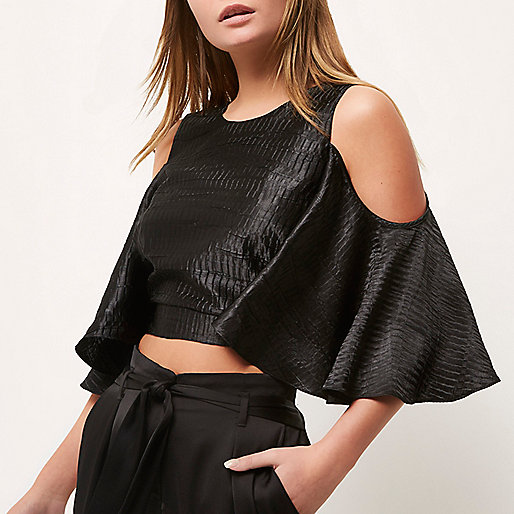 river island suede coat,jacques-vertuk English Website Black textured cold shoulder top Tops Sale women