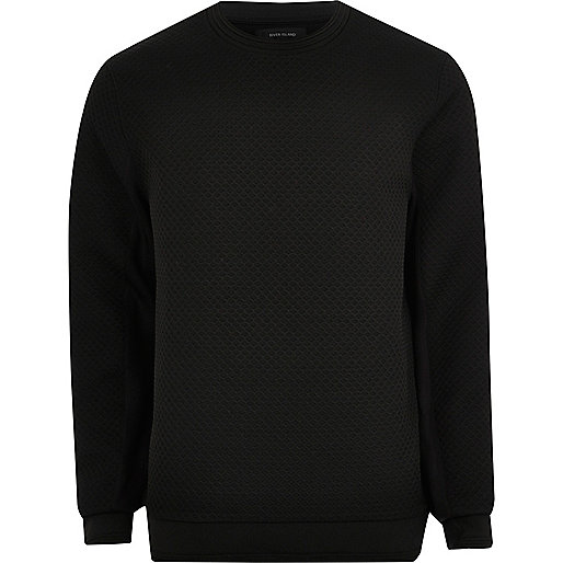 purple bag river island,jacques-vertuk Town Black textured crew neck sweatshirt Hoodies / Sweatshirts Sale men