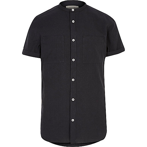 river island tops size 14,jacques-vertuk Stores Black textured grandad shirt men 294778