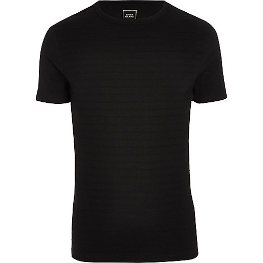 jacques-vertuk Black textured muscle fit crew neck T-shirt 302205 men T-Shirts / Vests T-shirts