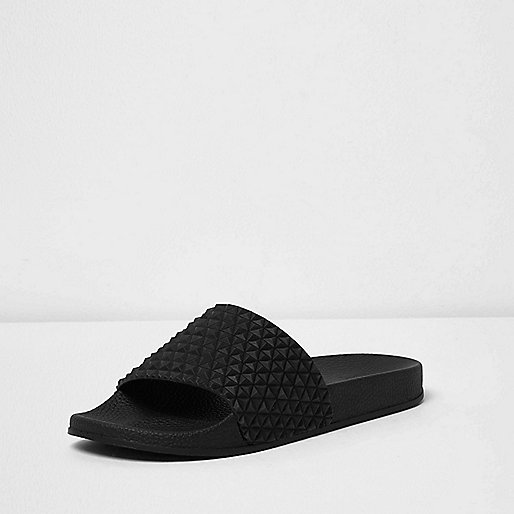 river island evening tops,Ladies jacques-vertuk Sale Black textured sliders Sandals / Flip flops Shoes / Boots men