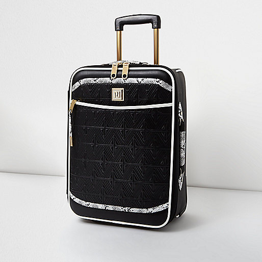 river island christmas party tops,Who Stocks jacques-vertuk Black textured snake print panel weekend bag Suitcases Bags / Purses women