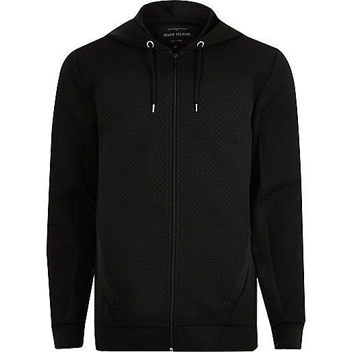 jacques-vertuk Black textured zip up hoodie 299604 men Hoodies / Sweatshirts