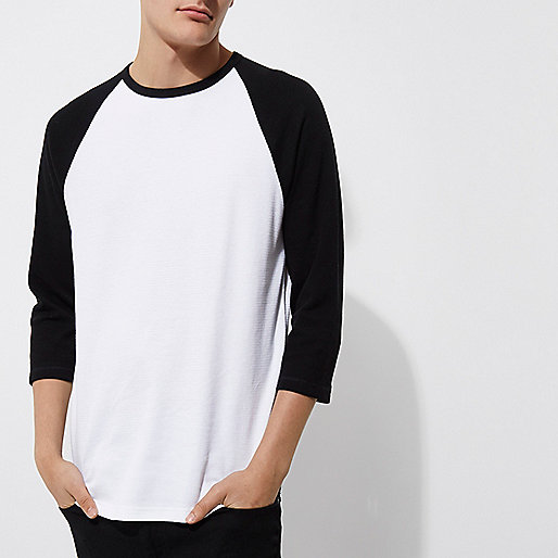 river island victoria square,jacques-vertuk Uae Online Black three quarter raglan sleeve T-shirt Long Sleeve T-Shirts T-Shirts / Tanks men