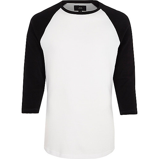 jacques-vertuk Black three quarter raglan sleeve T-shirt 302618 men T-Shirts / Vests Long Sleeve T-Shirts