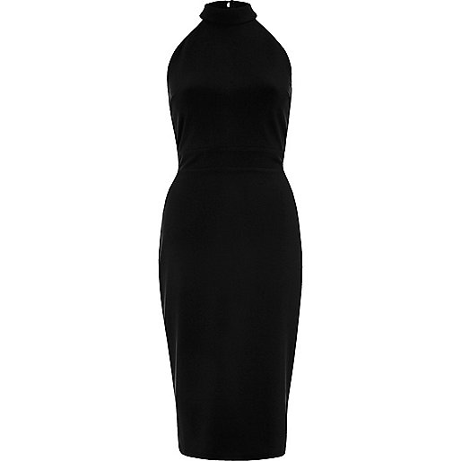 jacques-vertuk Black tie back high neck bodycon dress 705593 women Dresses Bodycon Dresses