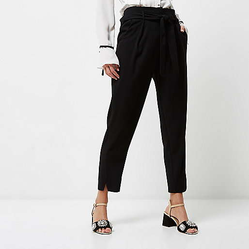 river island petite,jacques-vertuk Sale Black tie waist tapered pants women 702817