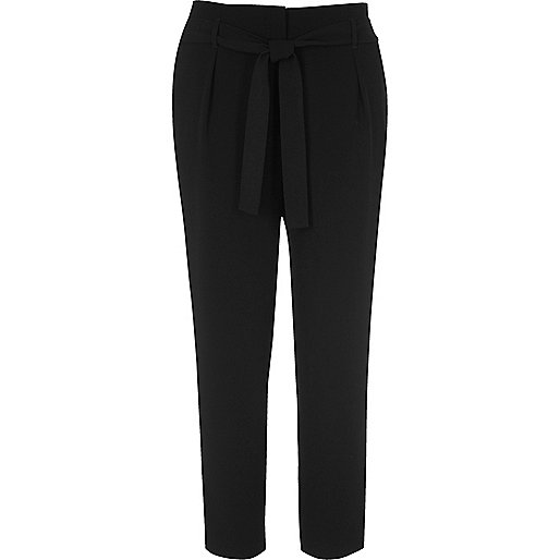 jacques-vertuk Black tie waist tapered pants 702817 women Trousers Tapered Trousers