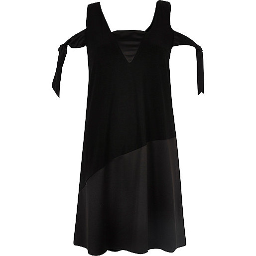 jacques-vertuk Black tied cold shoulder swing dress 694332 women Halloween