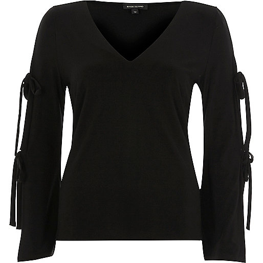 jacques-vertuk Black tied sleeve top 696617 women Seasonal Offers