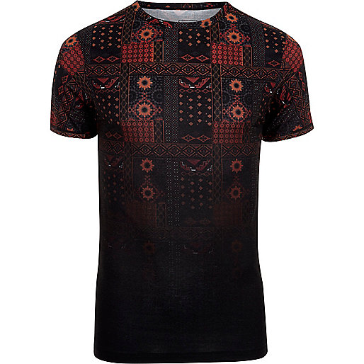 large river island handbag,jacques-vertuk South Africa Black tile print fade muscle fit T-shirt men 304236