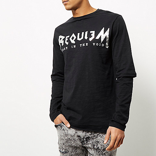 river island sandals,jacques-vertuk Last Season Stock Black tour print long sleeve T-shirt T-Shirts / Tanks Sale men