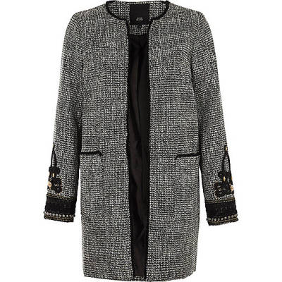 black and white shirt dress river island,jacques-vertuk Please Black tweed embroidered cuff coat Coats Coats / Jackets women