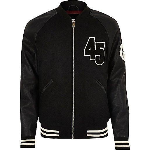 jacques-vertuk Black varsity bomber jacket 297541 men Coats / Jackets